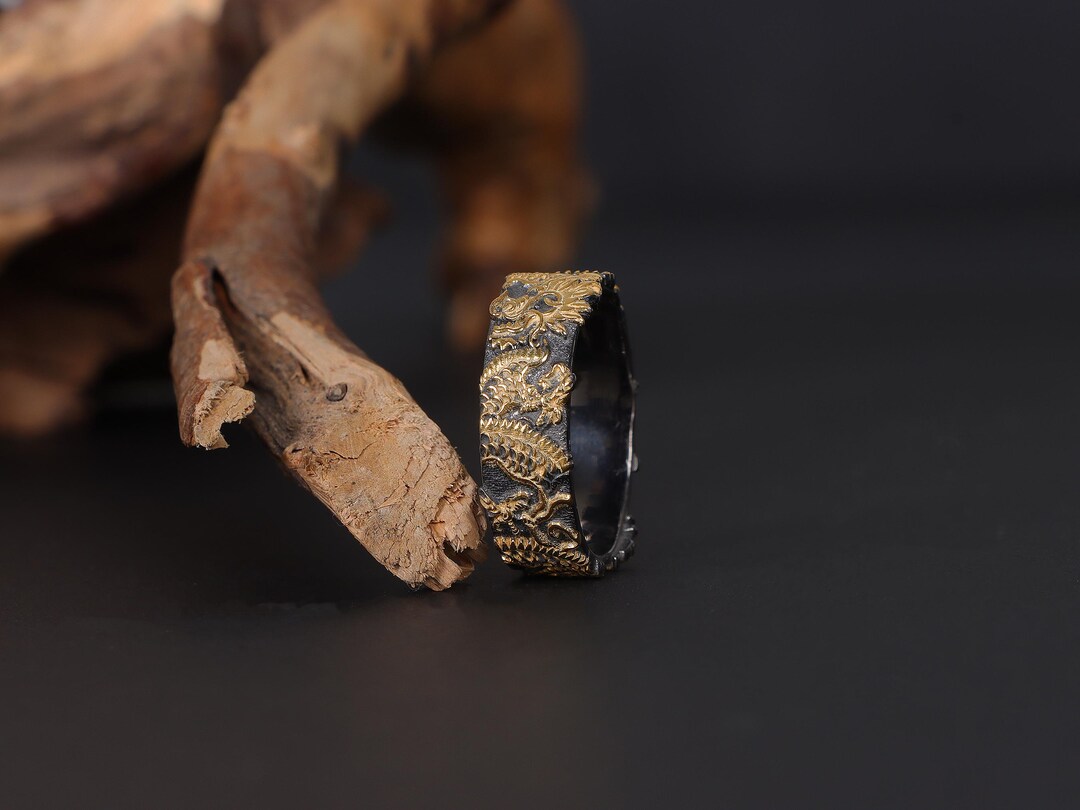 Chinese Patterns Rings Chinese Traditional Pattern Band Ring: Sterling Silver Dragon Wide Band ...