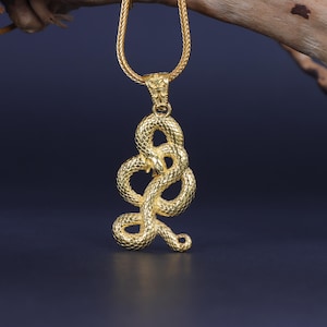 Gold Snake Necklace, Gothic Snake Jewelry, Dark Aesthetic Snake Necklace, Mystical Reptile Necklace, Silver Serpent Pendant,Snake Lover Gift