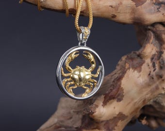 Cancer Silver Horoscope Necklace, Gold Plated Cancer Pendant, Cancer Sign Necklace, Zodiac Coin Necklace, Astrology Necklace, Cancer Jewelry