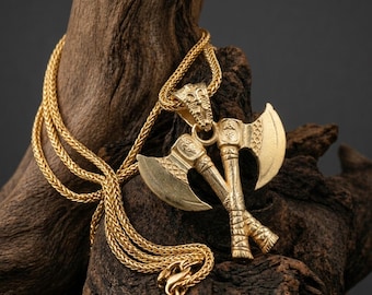 Handmade Sterling Silver Viking Double Axe Necklace, Engraved Battle Axe Jewelry