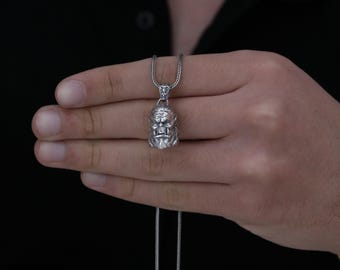 Orc Head Necklace, 3D Fictional Character Necklace, Orc Pendant