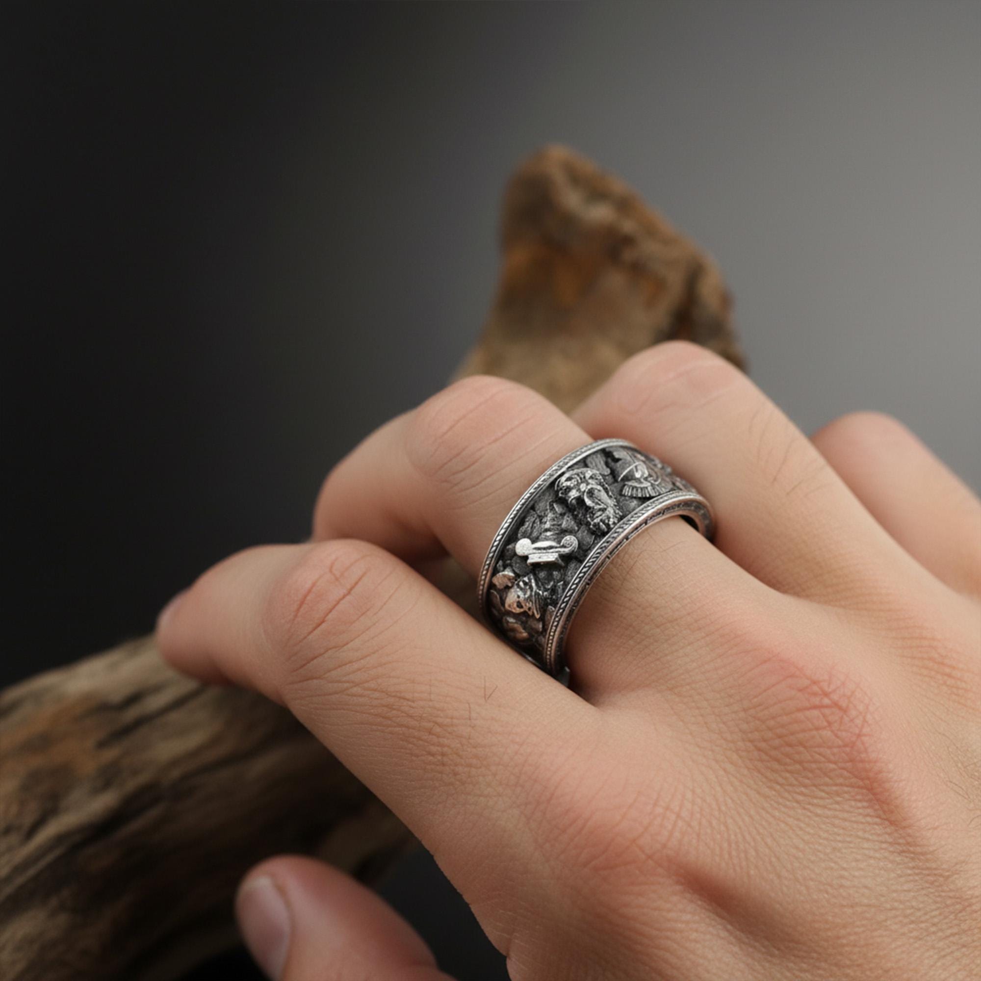 Greek Gods and Heroes Adjustable Ring, Oxidized Jewelry, Unique