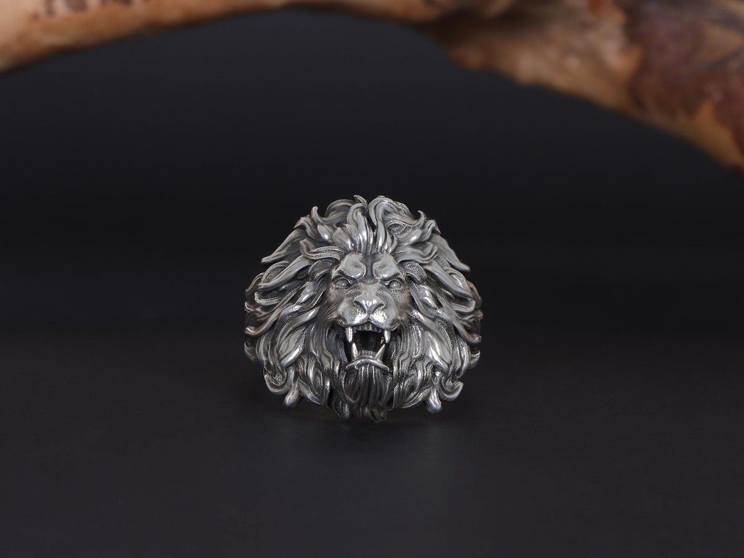 925 Silver Large Lion Ring: King of the Beasts Ring, Lion King
