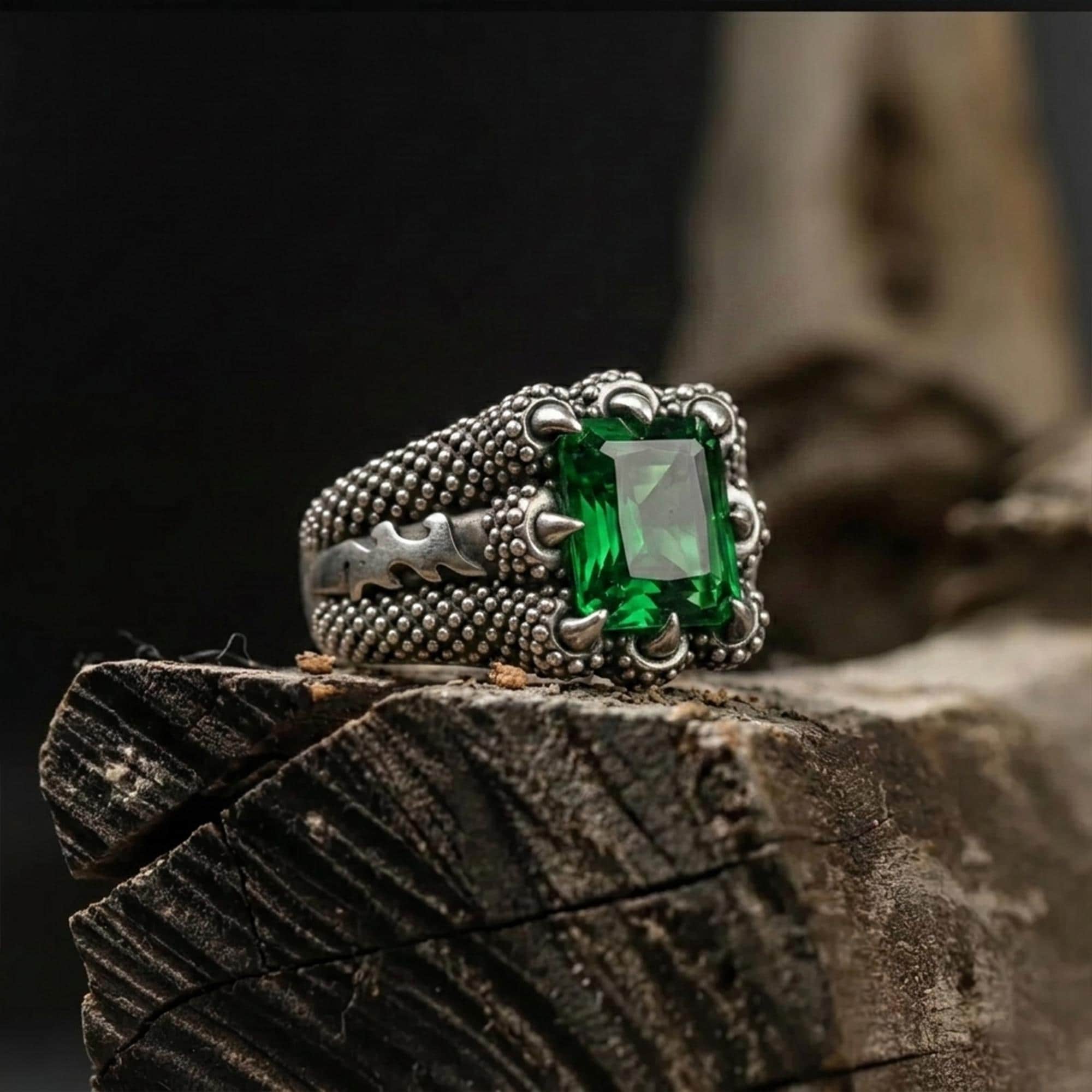 Handmade Dragon Claw Band: Sterling Silver Ring With Zircon Stone
