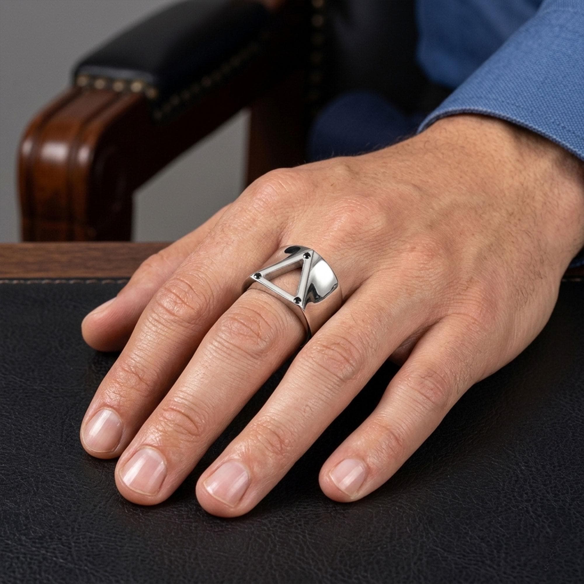 Sterling Silver Geometric Triangle Ring: Modern Abstract Jewelry 