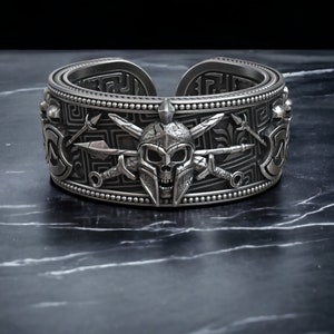 Greek Spartan Helmet Band Ring, Spartan Warrior Helmet Band Ring, Mythical Jewelry, Greek Silver Ring for Men, Nordic Man Accessory image 3