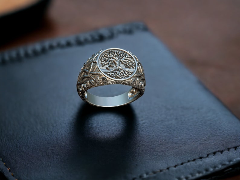 Silver Yggdrasil Ring Men, Tree of Life Men Ring, Handmade Signet Ring, Spiritual Ring, Men Statement Ring, Tree of Life Jewelry image 5