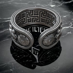 Greek Spartan Helmet Band Ring, Spartan Warrior Helmet Band Ring, Mythical Jewelry, Greek Silver Ring for Men, Nordic Man Accessory image 5