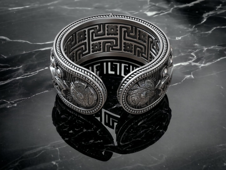 Greek Spartan Helmet Band Ring, Spartan Warrior Helmet Band Ring, Mythical Jewelry, Greek Silver Ring for Men, Nordic Man Accessory image 5