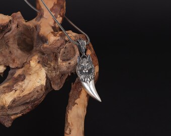 Ciondolo lupo personalizzato, collana da uomo con ciondolo unico lupo in argento, gioielli vintage con animali nordici, gioielli vichinghi in argento per marito - Italia