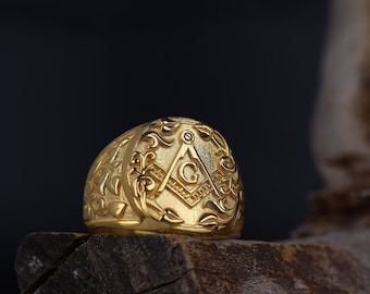 Sterling Silver Master Mason Ring: Freemason Symbol, Handmade