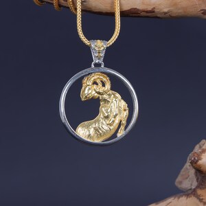 Sterling Silver Aries Necklace, Gothic Men Necklace, Zodiac Sign Necklace, Horoscope Necklace, Astrology Necklace, Aries Jewelry
