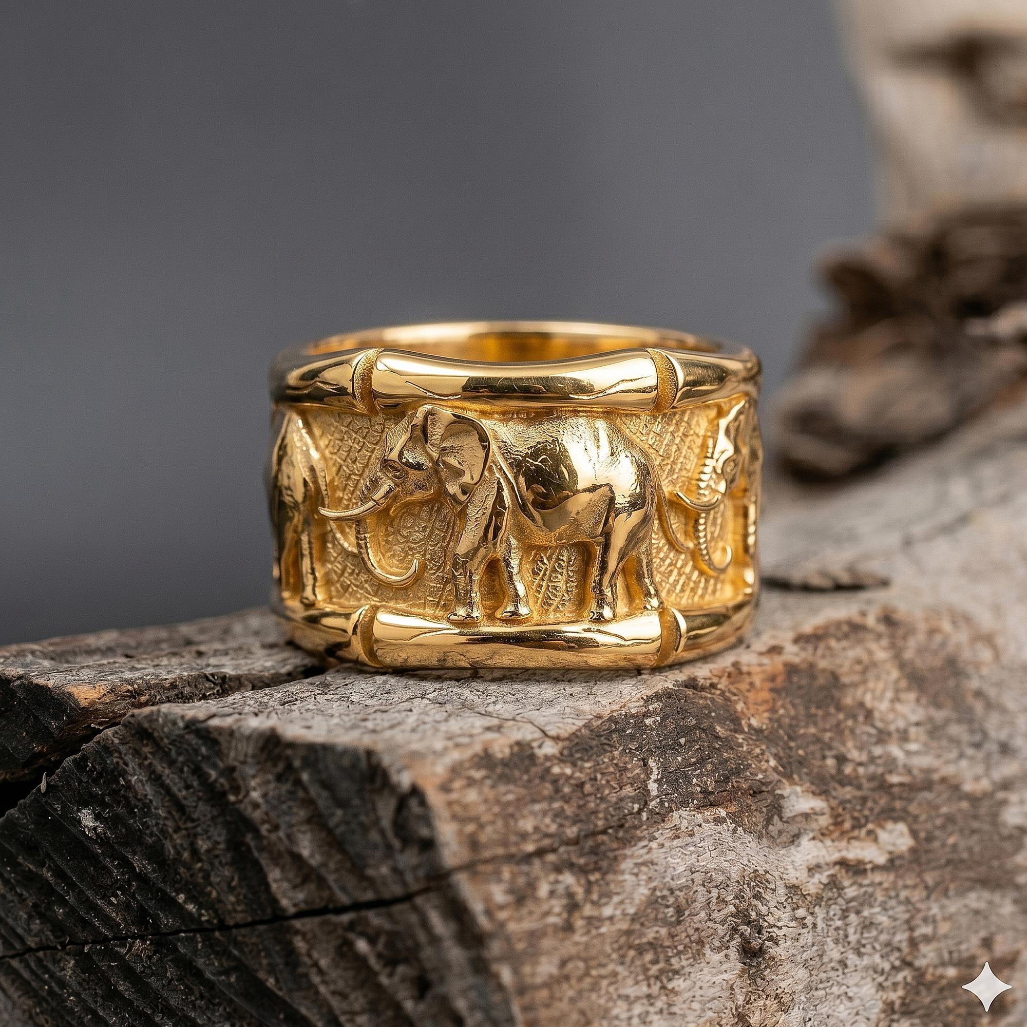 Handmade Sterling Silver Elephant Band Ring, Good Luck Charm - Etsy