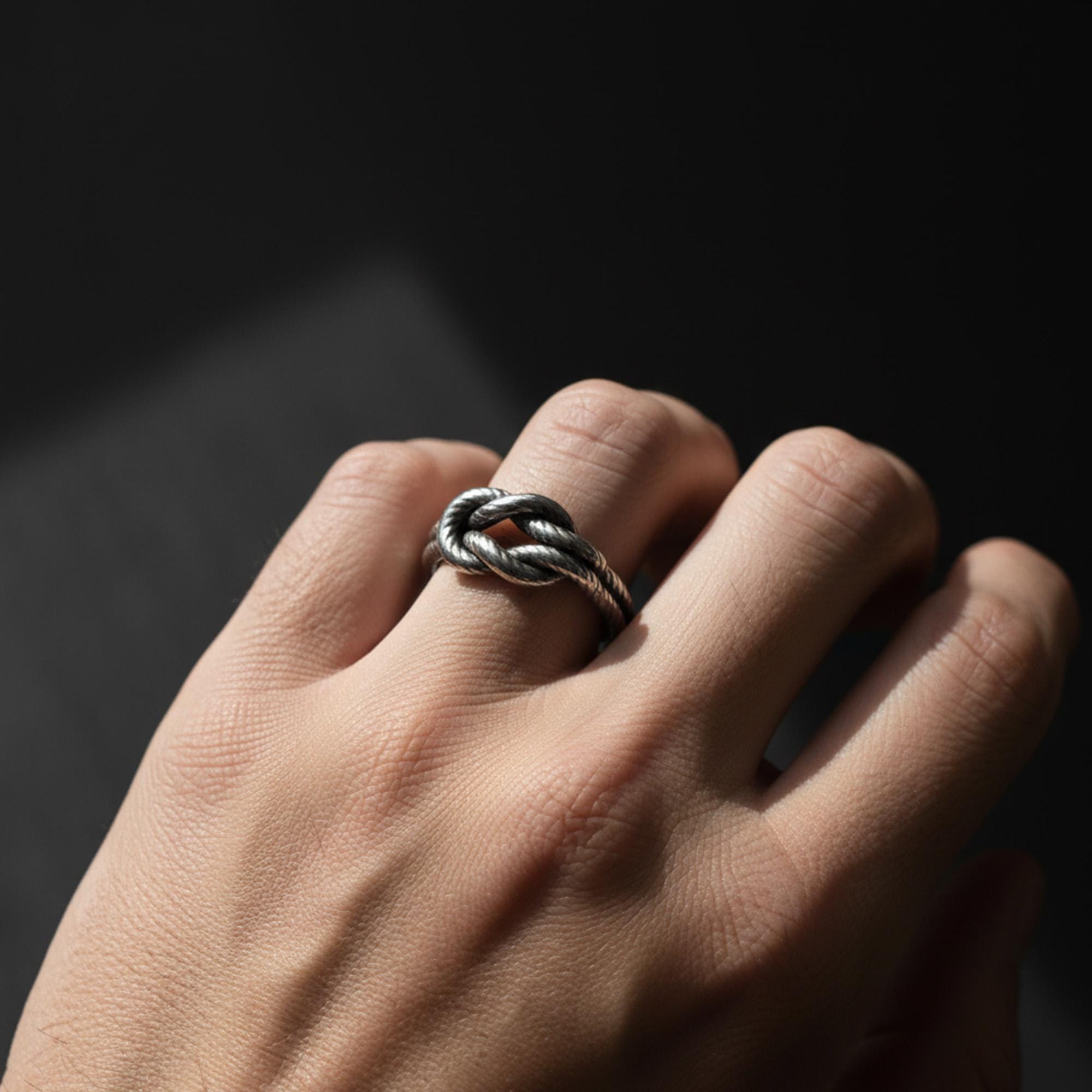 Men's Gold Plated Double Knot Ring: Celtic Love Band, Symbolic