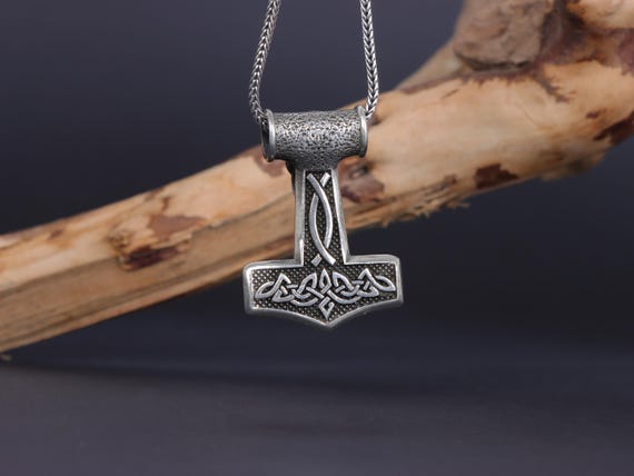 925スターリングシルバーのミョルニルスカルネックレス、バイキングの