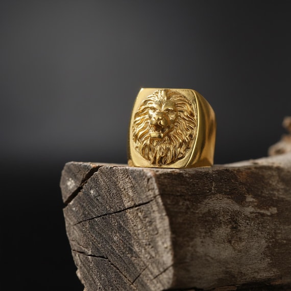 Silver African Lion Ring: Roaring Lion Signet Ring, Lion Jewelry, Wild Animal Thumb Ring, Leo Zodiac Ring