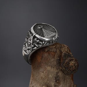 Silver All Seeing Eye Ring for Men, Illuminati Pyramid Signet Ring, Occult Symbol Jewelry, Esoteric Statement Ring, Eye of Providence Ring