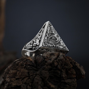 Handmade All Seeing Eye Ring: Eye Of Province Ring, Illuminati Symbol Ring Men, Secret Society Ring, Freemason Ring