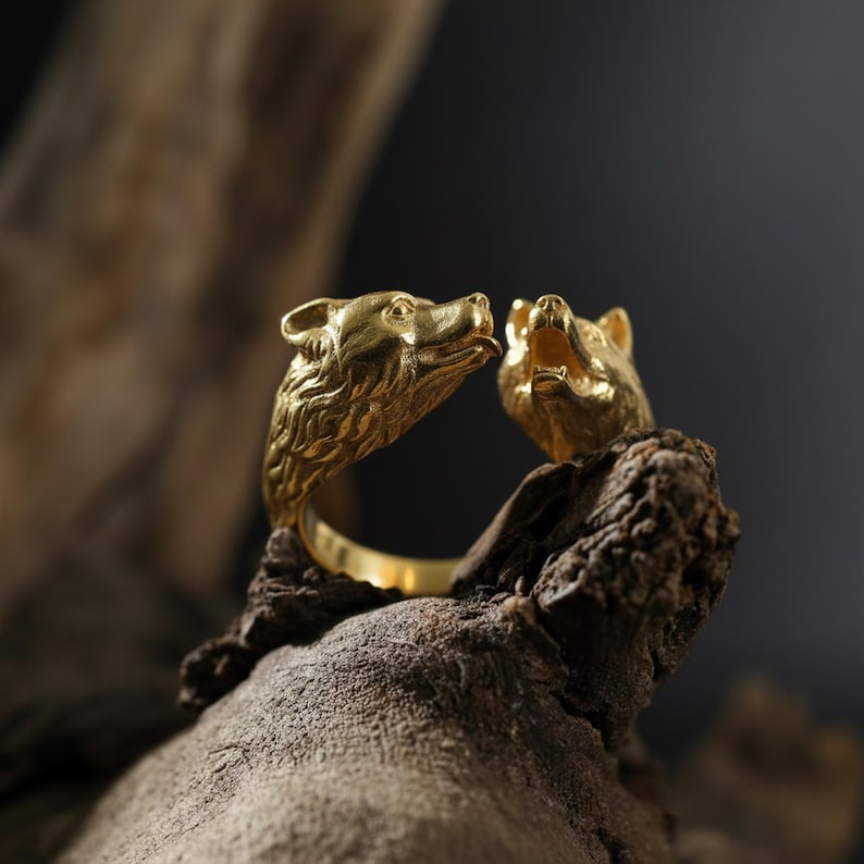 Kissing dogs ring, dog lover inspired animal jewelry, symbolic friendship statement band, and handcrafted cute accessory designed for those who are drawn to love, loyalty, and emotional connection. This charming ring features two detailed dog figures in a kissing pose, creating a heartwarming and playful design that represents affection, companionship, and unconditional love.