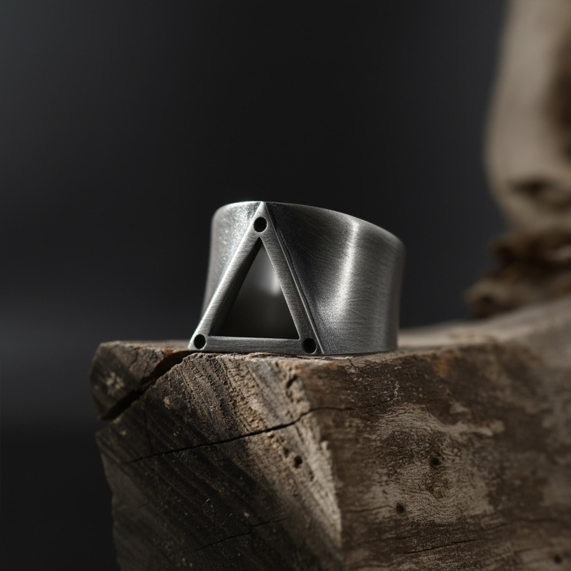 Sterling Silver Triangle Ring, Geometric Statement Band, Unisex Sterling Silver Triangle Ring, Geometric Statement Band, Unisex