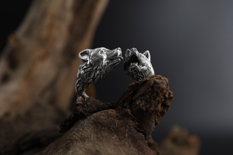 Kissing dogs ring, dog lover inspired animal jewelry, symbolic friendship statement band, and handcrafted cute accessory designed for those who are drawn to love, loyalty, and emotional connection. This charming ring features two detailed dog figures in a kissing pose, creating a heartwarming and playful design that represents affection, companionship, and unconditional love.