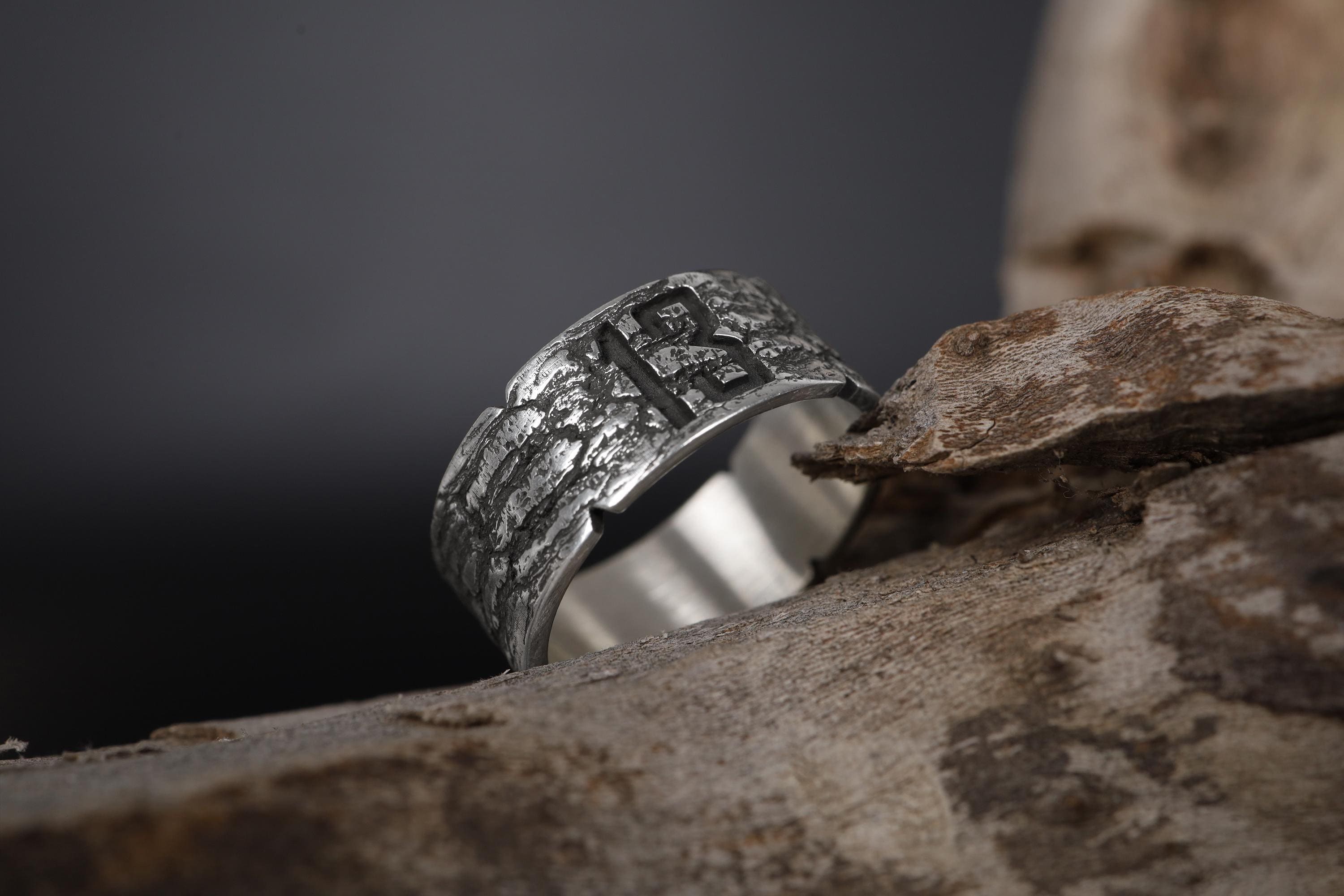 Bold Number 13 Ring for Men: Wide Engraved Band Lucy Number