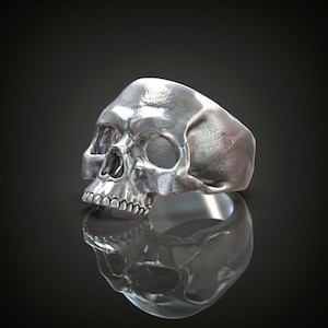 Memento Mori Skull Ring, Men 3D Ring, Unique Skull Ring, Gothic Ring, Biker Jewelry, Men&#39;s Silver Ring, Cool Ring, Memento Mori Jewelry