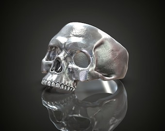 Anillo de calavera Memento Mori, anillo 3D para hombre, anillo de calavera único, anillo gótico, joyería de motociclista, anillo de plata para hombre, anillo moderno, joyería Memento Mori