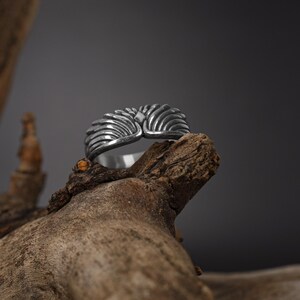 Angel Wings Band Ring, Guardian Angel Ring For Him, Gold Plated Angel Jewelry, Silver Men Wedding Ring, Unique Wedding Band for Husband image 9