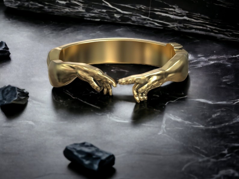 The Creation of Adam Michelangelo Ring Hand of God Ring Etsy