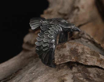 Sterling Silver Raven Ring: Gothic Norse Mythology Bird Jewelry - Etsy