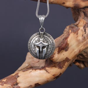 Silver Spartacus Necklace, Spartacus Warrior Helmet Necklace, Engraved Celtic Men Necklace, Gift for Him, Spartan Jewelry, Handmade Necklace