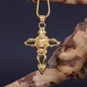 Gothic Cross Necklace, Skull and Cross Necklace, Punk Religious Necklace, Cross Pendant, Gothic Jewelry, Horror Necklace, Scary Necklace