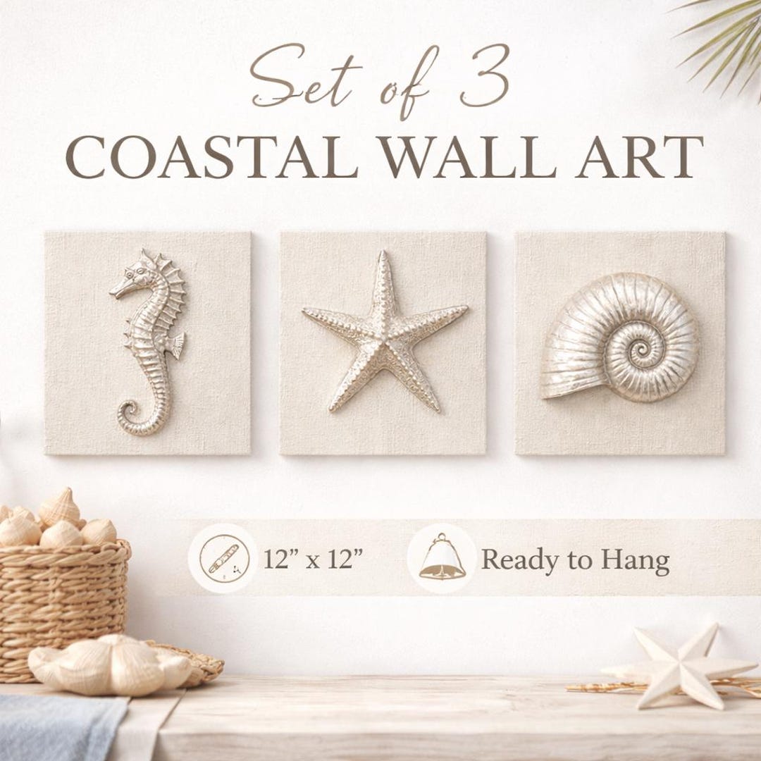Coastal Wall Art Set of 3, Beach House Decor, Nautical Wall Decor ...