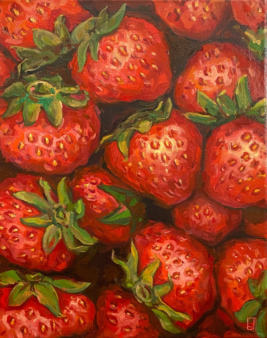 Клубника. Картина маслом на холсте - Etsy