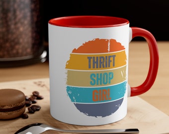 Thrift Shop Girl Thrifting Accent Coffee Mug, 11oz