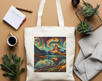 Gletscher Szene Baumwolle Canvas Einkaufstasche, Van Gogh Stil Kunst