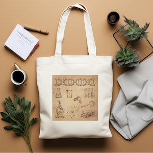 Vintage Science Canvas Tote Bag, Eco-Friendly Shopper, Perfect for Teachers, Students, Science Lovers, Back to School, BookBag, Science Nerd