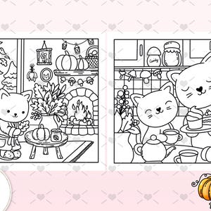 Autumn Kawaii Coloring Pages for Adults 6 Cozy Hand drawn Printable