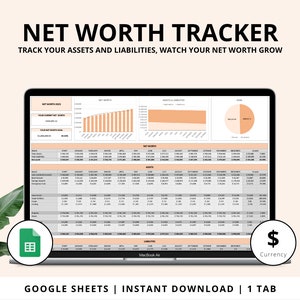 Net Worth Tracker Spreadsheet Template for Google Sheets in Dollars ...