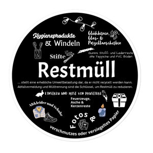 Sticker Trash Bin | Waste Separation Residual Waste | Waste Management | Aufkleber Mülleimer | Aufkleber Mülltonne | Mülltrennung Restmüll