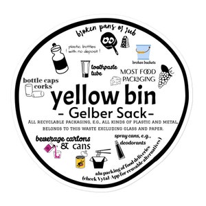 Sticker Waste Separation | Aufkleber für Mülltrennung | Mülleimer | Yellow Bag | Waste Management Sticker | Sticker Yellow Bag | Labeling