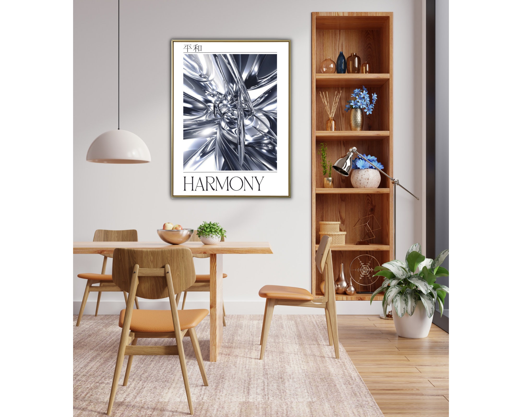 Abstract Silver Wall Art Modern Metal Style Wall Poster Etsy