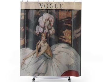 Vogue Ballerina Illustration Shower Curtain | Vintage Fashion Art