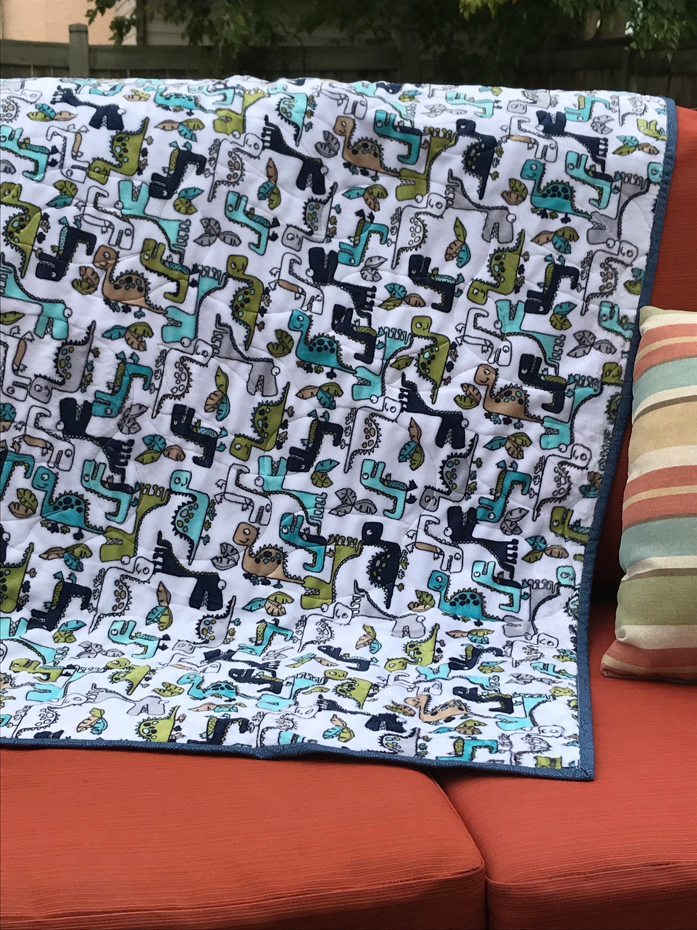 Stomp Quilt Pattern Handmade Baby Quilt - Dino Stomp - Etsy