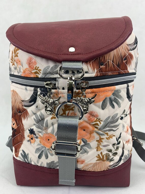 cotton canvas mini backpack Handmade Wabana Mini Backpack: Cotton Canvas Everyday Bag with Drawstring  and Flap Closure
