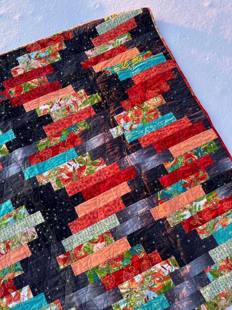 Handmade Throw Quilt Ridiculously Easy Jelly Roll Etsy