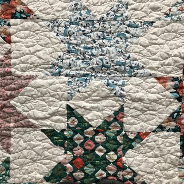 Handmade throw quilt - Offset Star Quilt