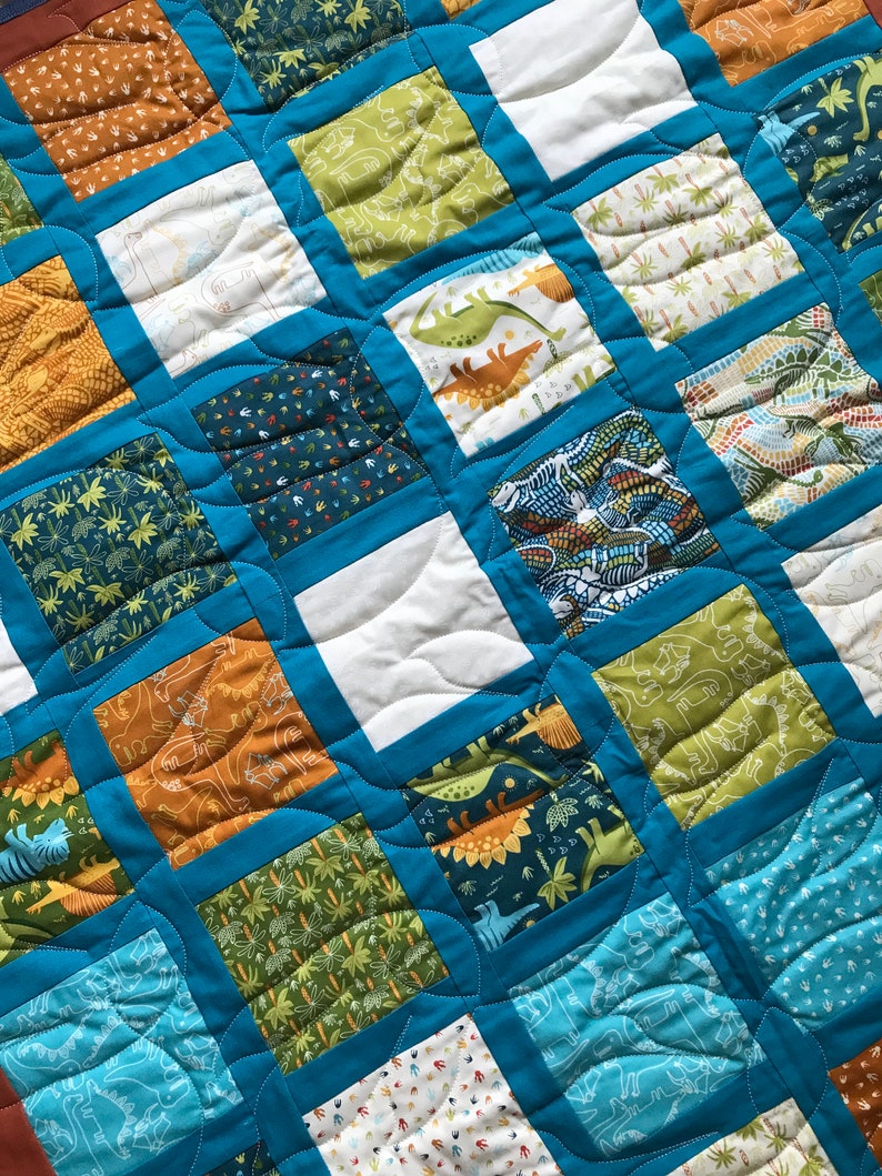 Stomp Quilt Pattern Handmade Baby Quilt - Dino Stomp - Etsy