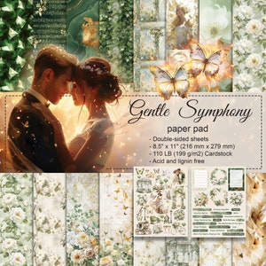 Scrpabook Paper pad - Gentle Symphony - Double Sided Designs - 8.5" x 11" - Cardstock